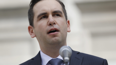 FILE - Jersey City Mayor Steve Fulop speaks during a news conference announcing Obama administration ambassador Phil Murphy's bid in next year's gubernatorial elections, Wednesday, Sept. 28, 2016, in Jersey City, N.J. Fulop announced Tuesday, April 11, 2023,  he's running to be New Jersey's next governor, aiming to succeed term-limited Democrat Phil Murphy.  Fulop, the third-term Democratic mayor of the state's second-biggest city, announced his bid in a video posted online. (AP Photo/Julio Cortez)