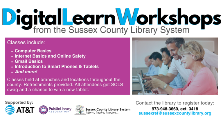 Sussex County Library System (SCLS) Offers Free DigitalLearn Workshops to the Community
