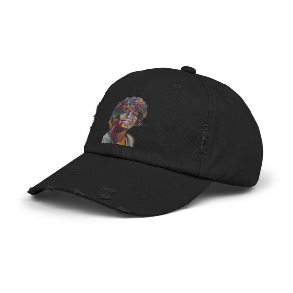 Whitney Houston Mural / Newark, NJ Unisex Distressed Cap - Image 2