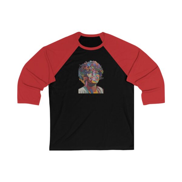 Whitney Houston Mural / Newark, NJ Unisex 3/4 Sleeve Baseball Tee - Image 3