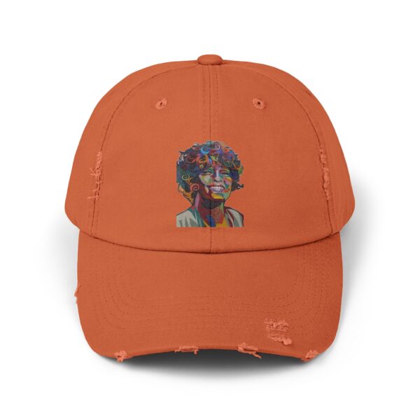 Whitney Houston Mural / Newark, NJ Unisex Distressed Cap - Image 9