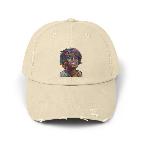 Whitney Houston Mural / Newark, NJ Unisex Distressed Cap - Image 5