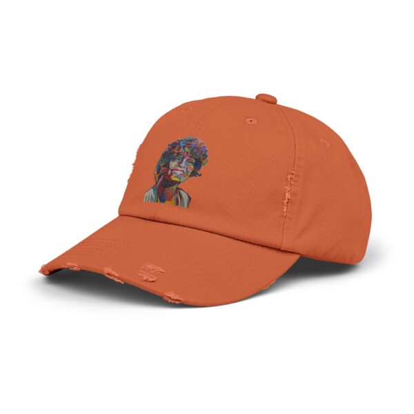Whitney Houston Mural / Newark, NJ Unisex Distressed Cap - Image 10