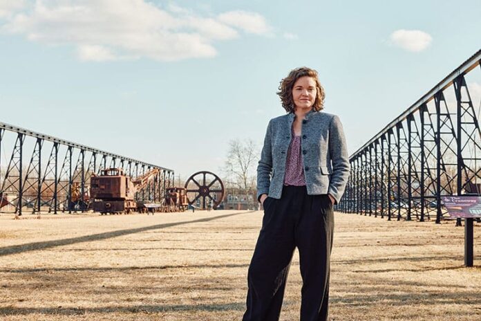 Lynne Calamia, director of the Roebling Museum