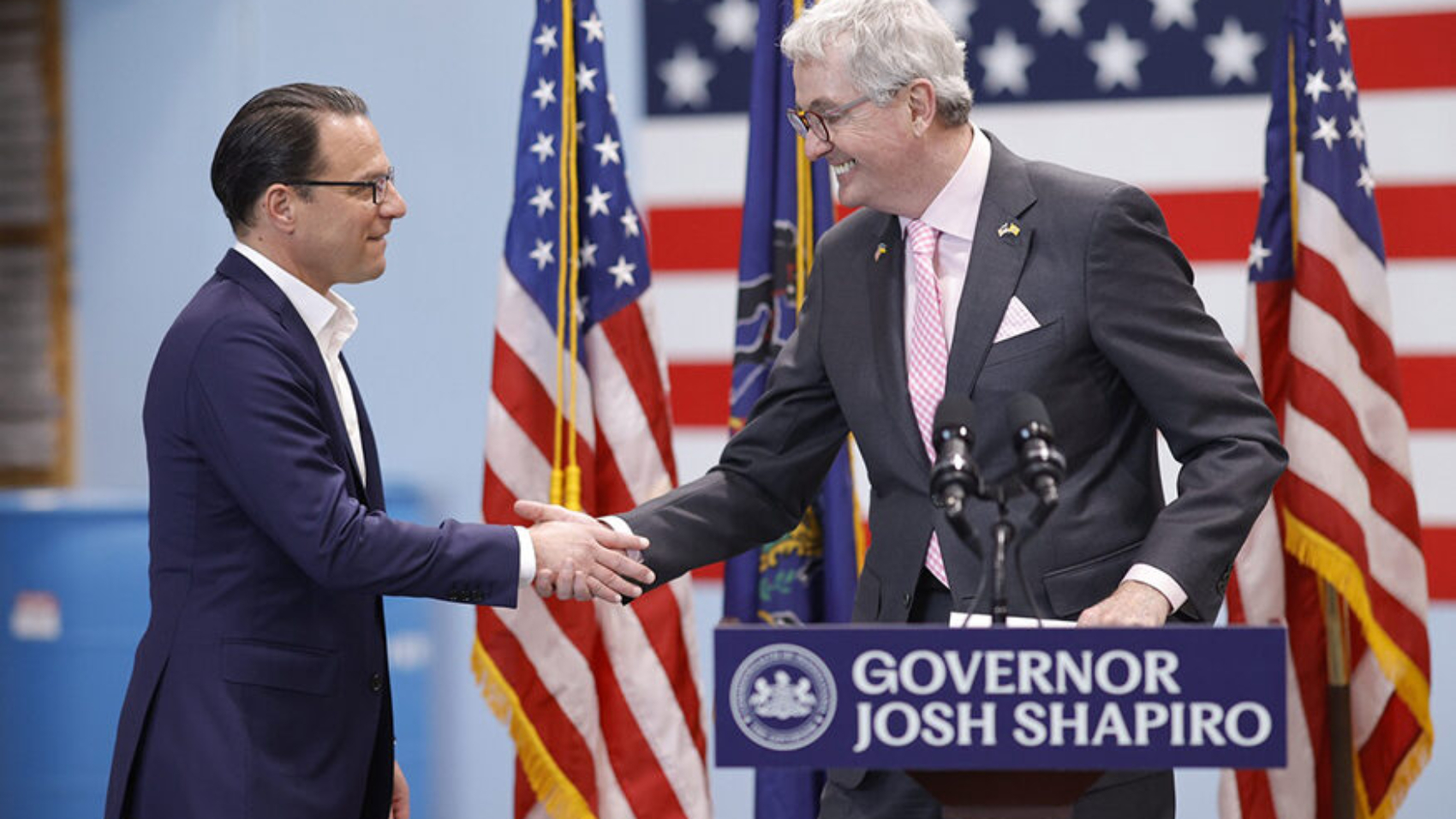 On April 13, Gov. Phil Murphy and Pennsylvania Gov. Josh Shapiro visited the International Union of Painters and Allied Trades (IUPAT) District Council 21 training facility in Philadelphia to tour the innovative center and announce their intention to form an interstate task force to address wage theft and worker misclassification in the two states.