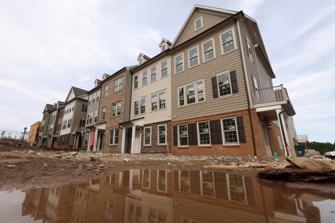 Houses are seen in Livingston Square, a construction of the PulteGroup, in Livingston, New Jersey
