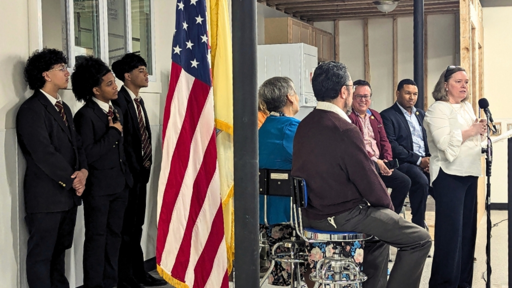 Pilar-Hogan-Closkey-speaks-at-the-opening-of-the-St-Josephs-Carpenters-Society-Workforce-Development-Center-in-Camden-City