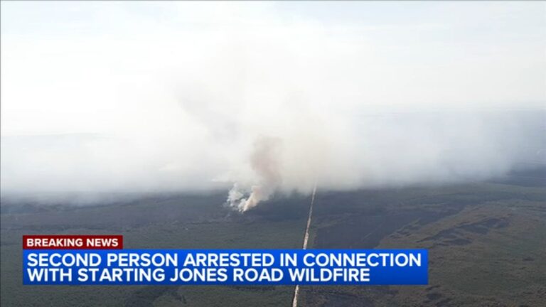 The Jones Road Wildfire in Ocean County, New Jersey, has led to a second arrest