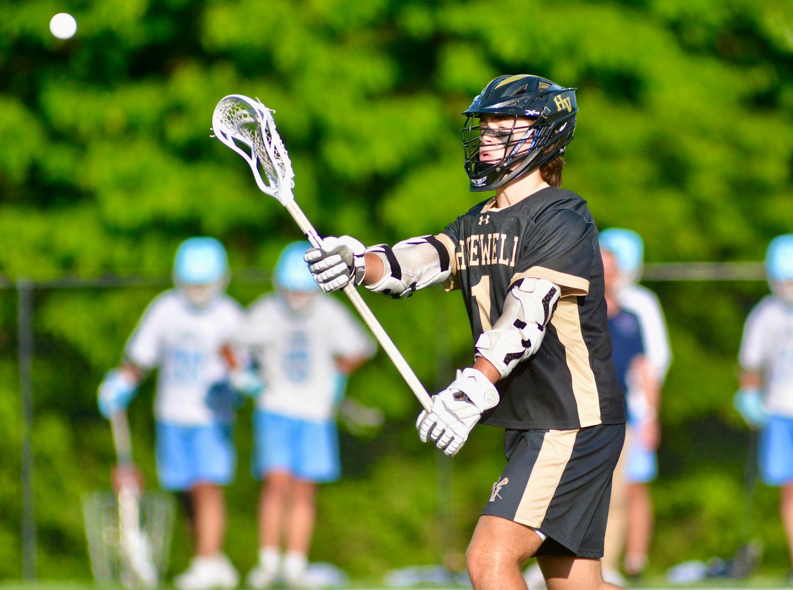 Hopewell Valley’s Ty Becker passes the ball against Notre Dame...