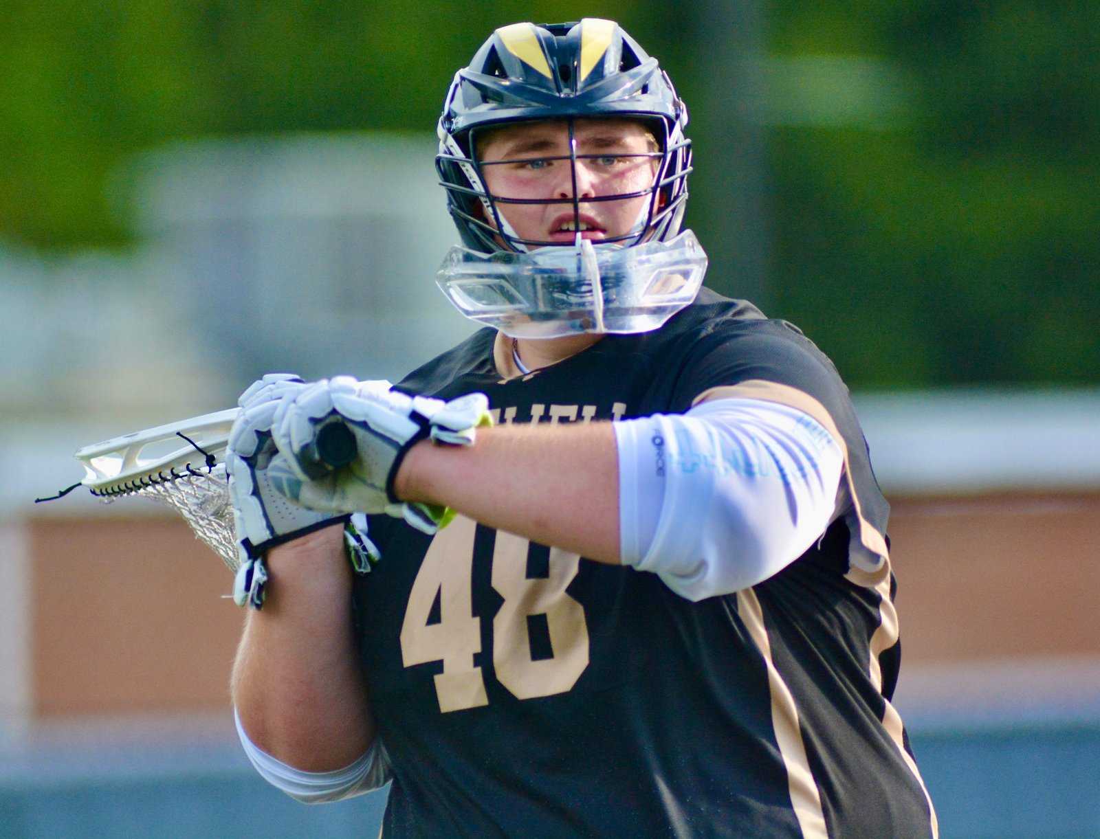Hopewell Valley goalie Owen Shehab looks to pass the ball...