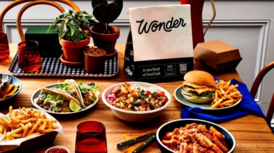 Food on tabletop ordered from Wonder in New Jersey