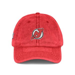New Jersey Devils Embroidered Logo on Vintage Cap