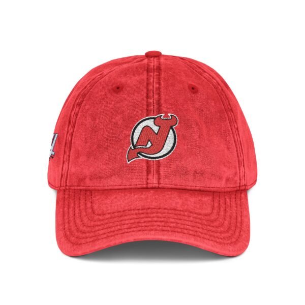 New Jersey Devils Embroidered Logo on Vintage Cap