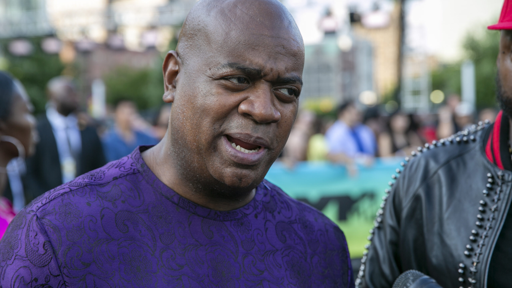 Newark Mayor Ras Baraka talks with the media at the 2022 MTV Video Music Awards at the Prudential Center in Newark, New Jersey, on Sunday, August 28, 2022. (AP Photo/Ted Shaffrey)