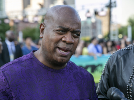 Newark Mayor Ras Baraka talks with the media at the 2022 MTV Video Music Awards at the Prudential Center in Newark, New Jersey, on Sunday, August 28, 2022. (AP Photo/Ted Shaffrey)