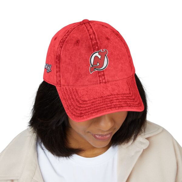 New Jersey Devils Embroidered Logo on Vintage Cap - Image 4