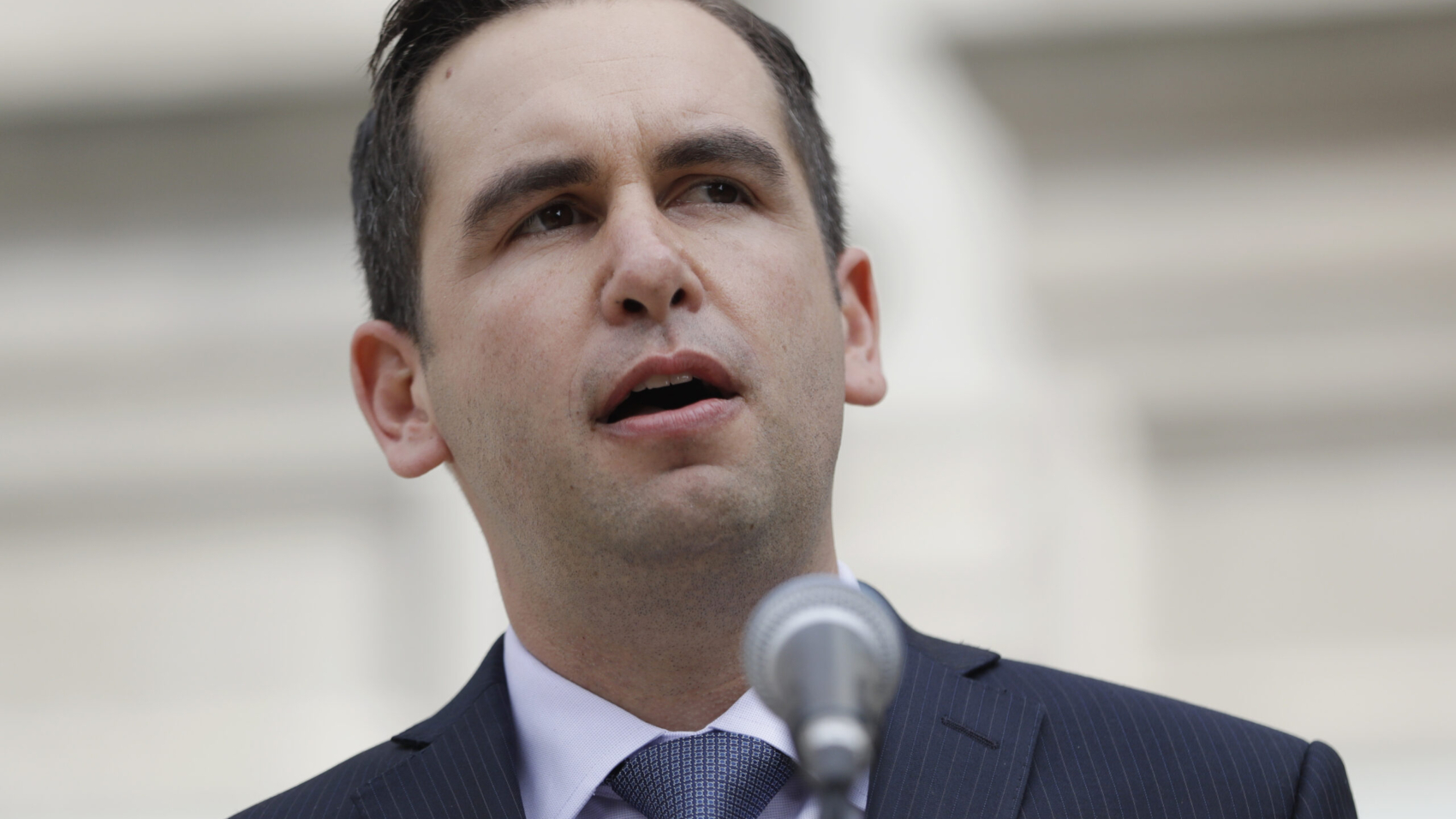 Jersey City Mayor Steve Fulop speaks during a news conference announcing Obama administration ambassador Phil Murphy's bid in next year's gubernatorial elections, Wednesday, Sept. 28, 2016, in Jersey City, N.J. Fulop had been expected to enter the race, but will instead run for re-election in Jersey City. (AP Photo/Julio Cortez)