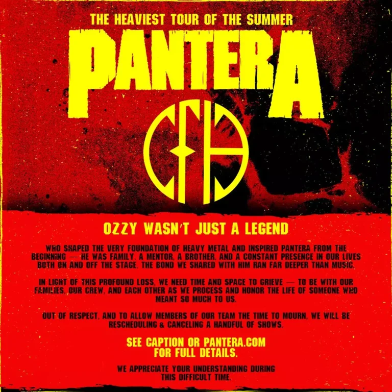 Pantera Postpones Holmdel Concert Following the Death of Ozzy Osbourne