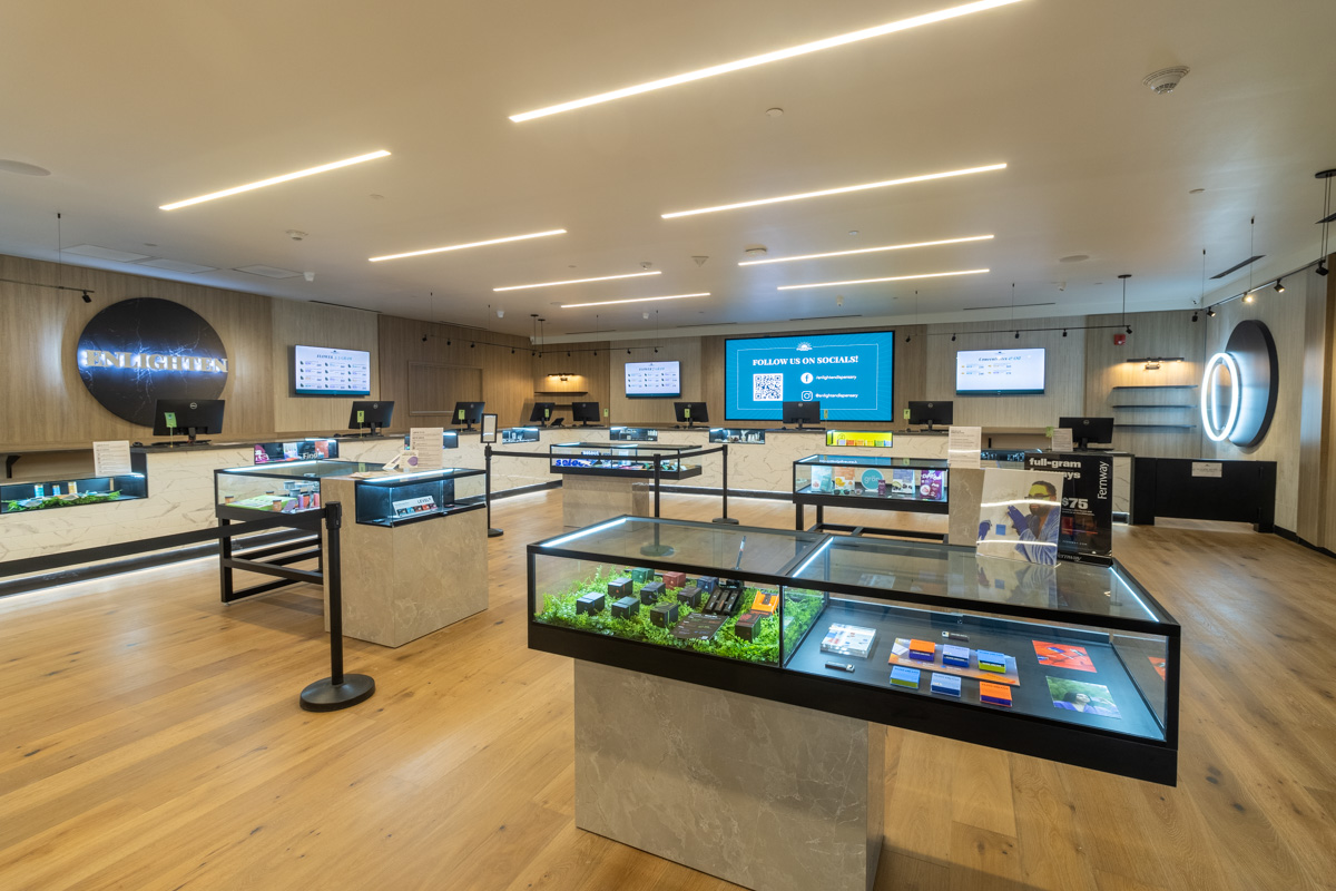 interior-displays-at-Enlighten-Dispensary-Marlton-NJ-360-Virtual-Tour-for-Cannabis-store