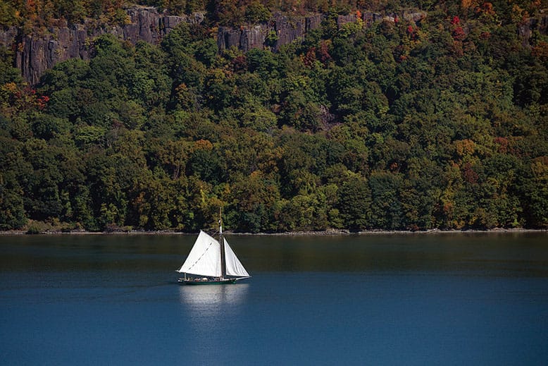 The Clearwater sailboat on the Hudson River