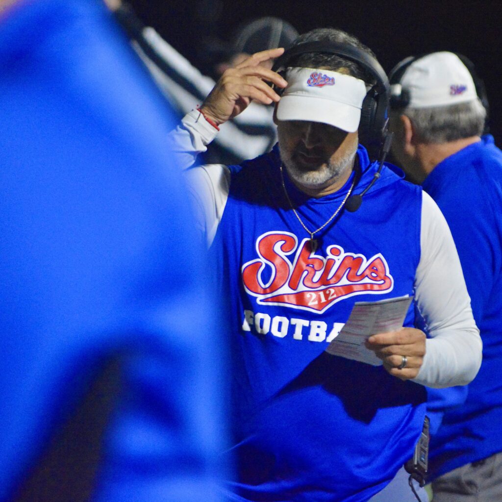 Neshaminy coach Nick Felus walks on the sideline against Pennsbury...