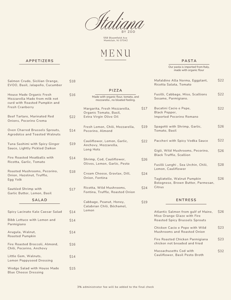 menu
