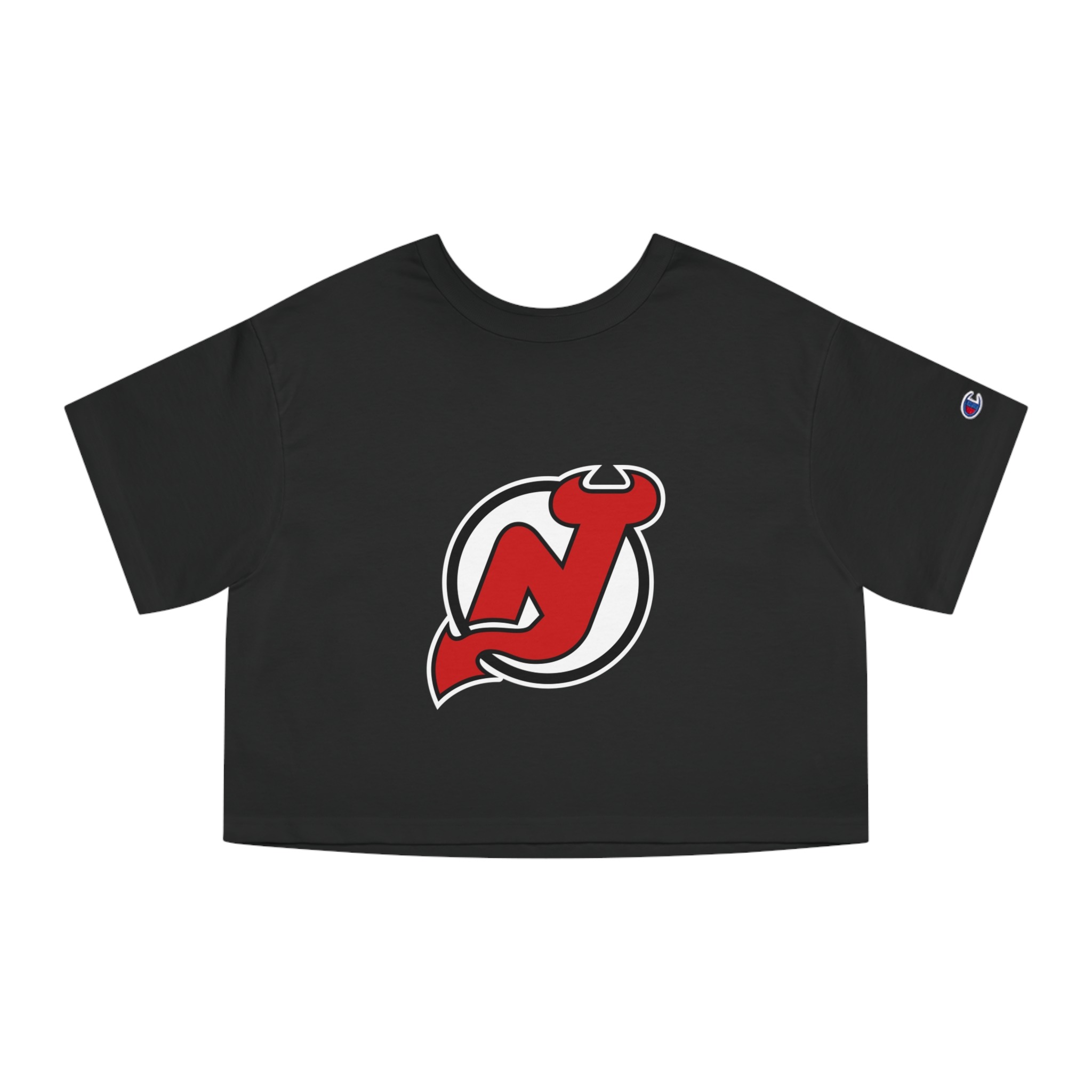 New Jersey Devils Champion Women's Heritage Cropped T-Shirt - Image 4