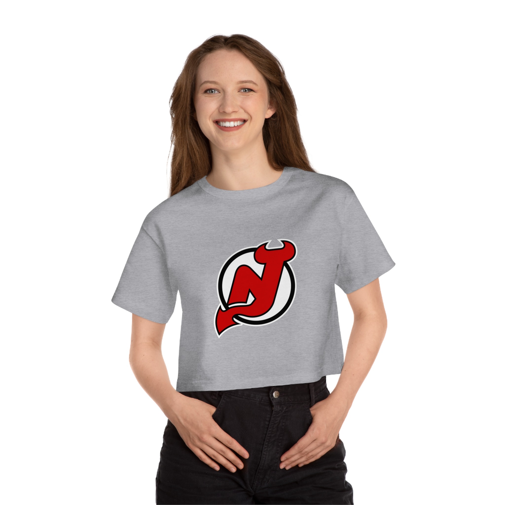 New Jersey Devils Champion Women's Heritage Cropped T-Shirt - Image 9