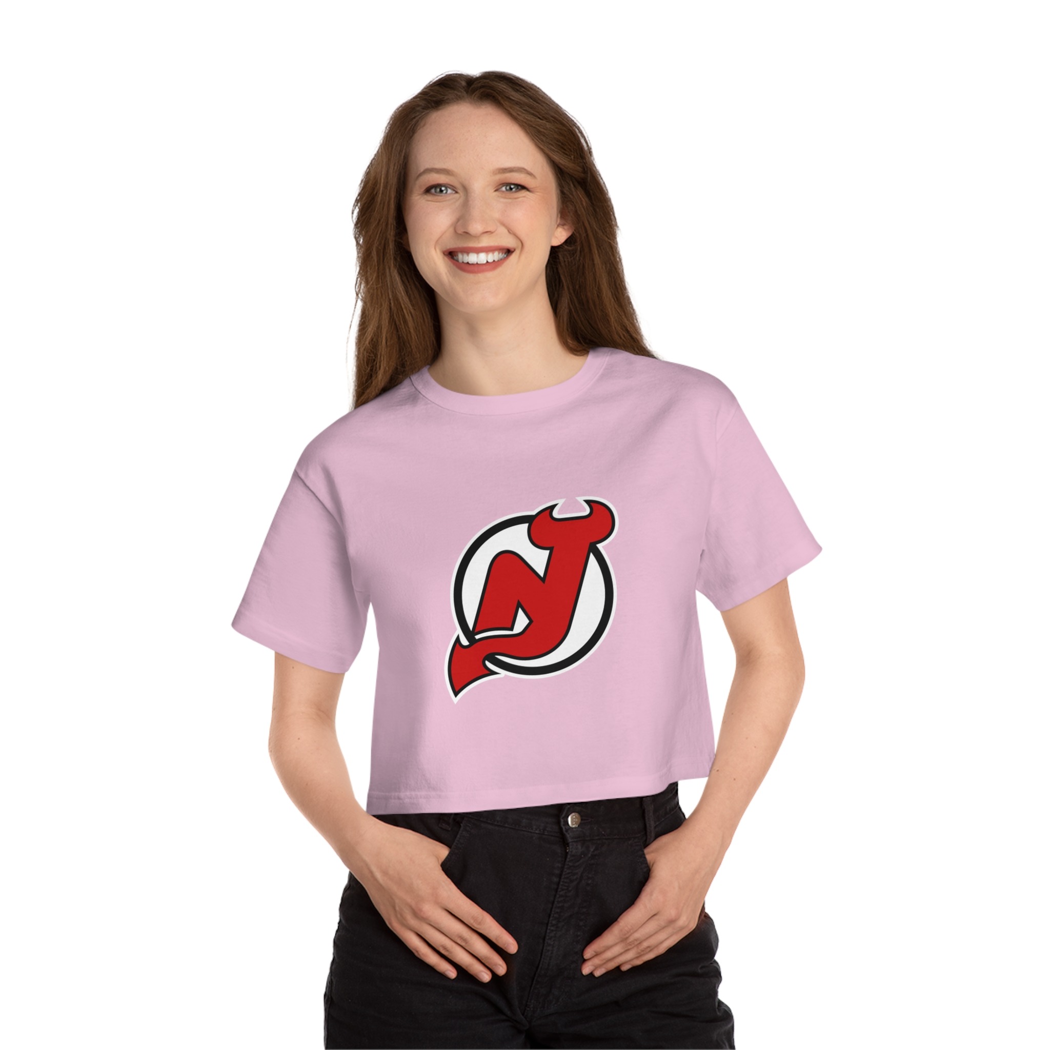 New Jersey Devils Champion Women's Heritage Cropped T-Shirt - Image 12