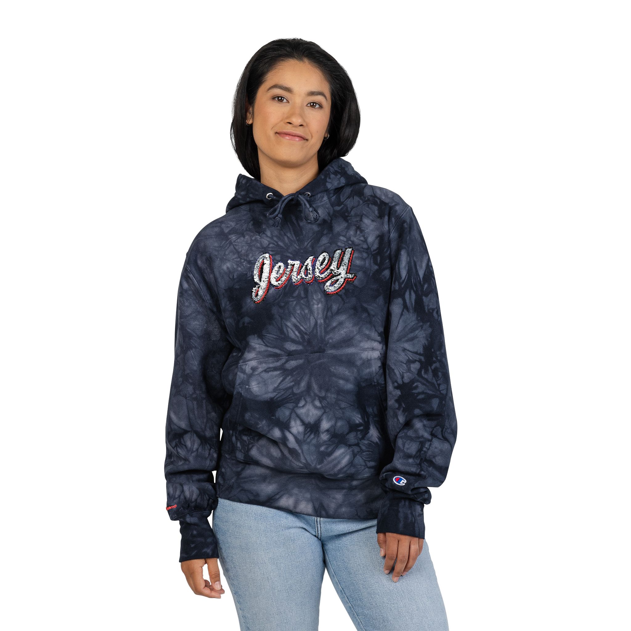 New Jersey Devils Unisex Champion Tie-Dye Hoodie (Embroidery) - Image 4