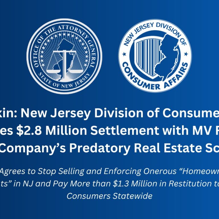 Florida Real Estate Firm to Pay $2.8 Million After Targeting New Jersey Homeowners
