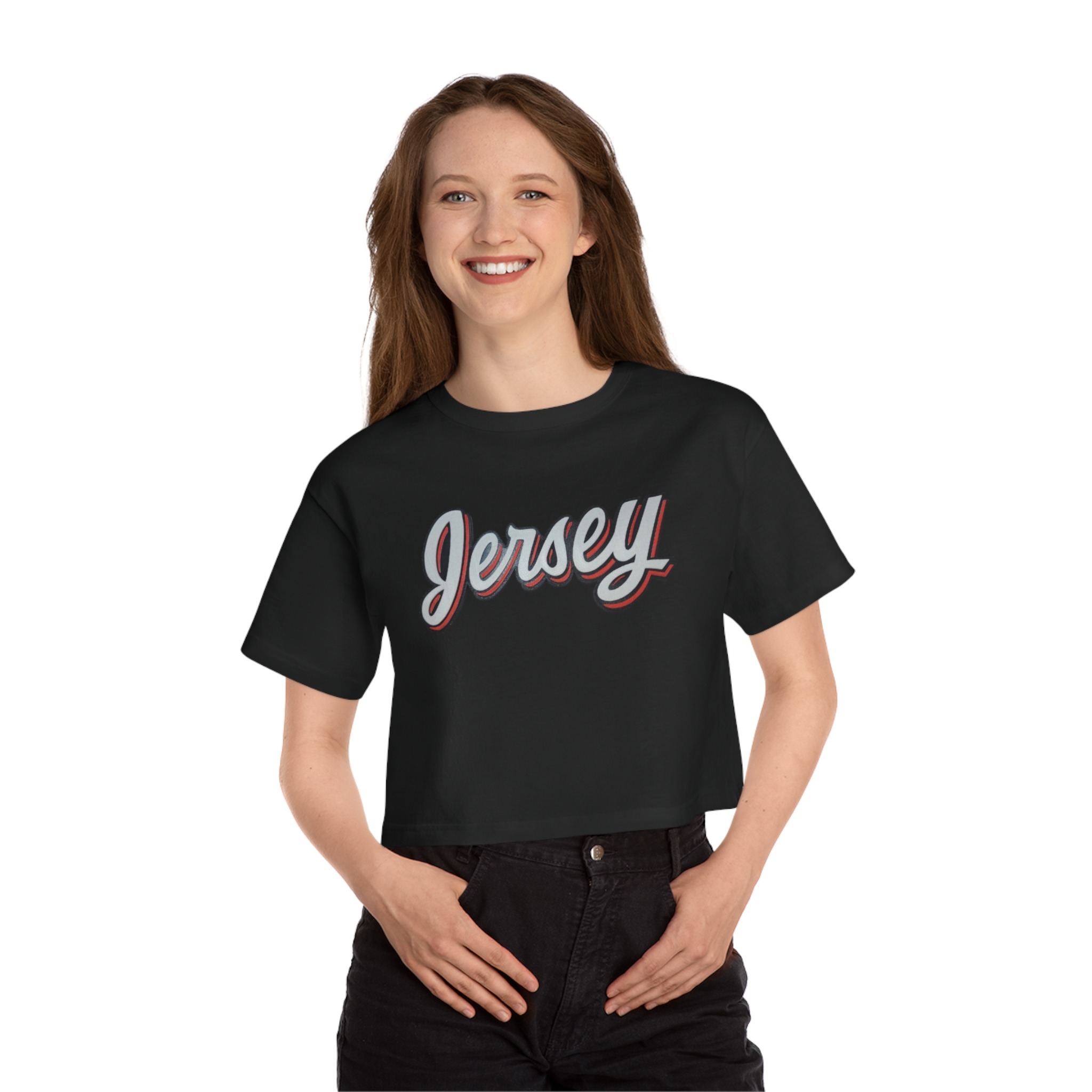 New Jersey Devils Champion Women's Heritage Cropped T-Shirt - Image 6