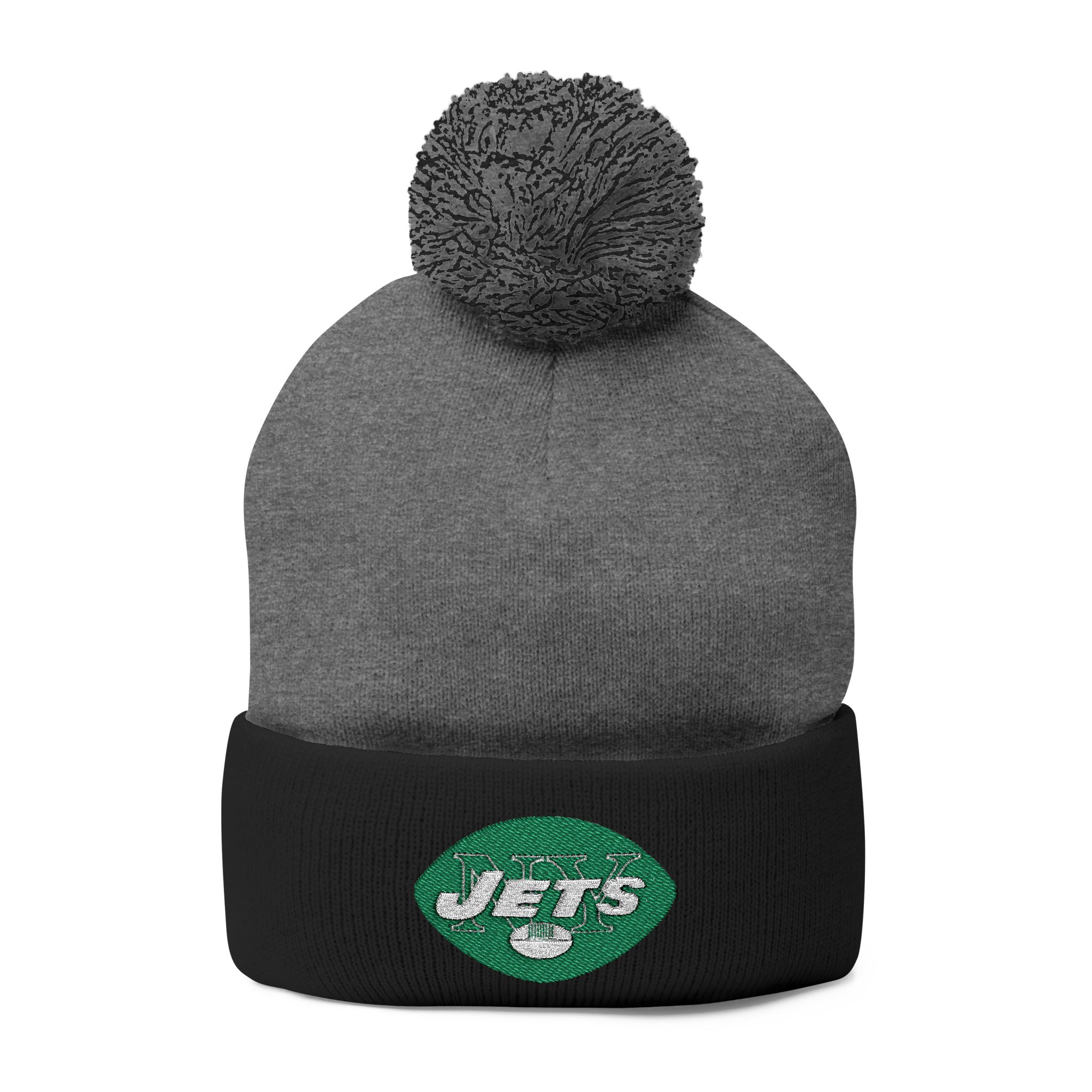 New York Jets Pom-Pom Knit Cap (Embroidery)