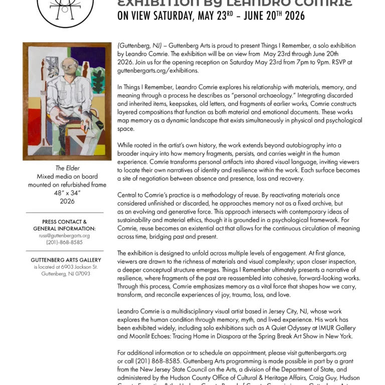 Memory, Identity, and Resilience on Canvas: Leandro Comrie’s “Things I Remember” Brings Powerful Storytelling to Guttenberg Arts